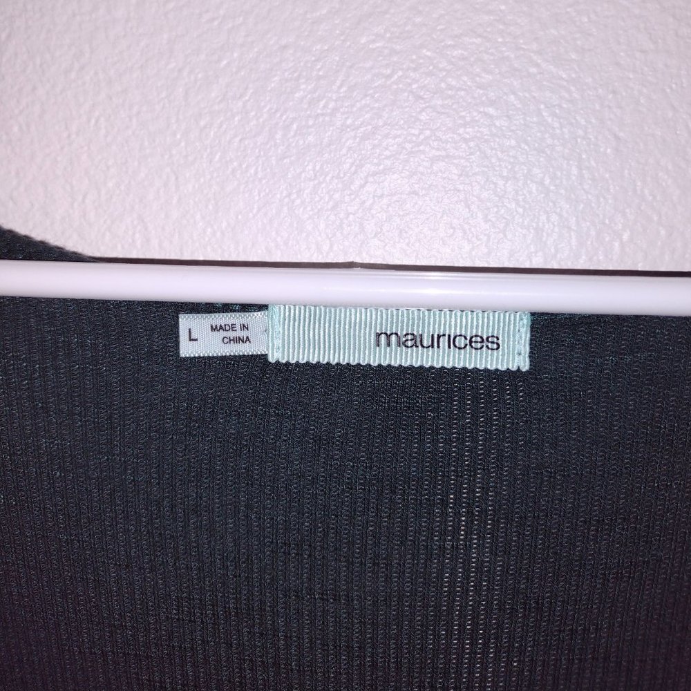 Maurices Dark Hunter Green Stretch Long Sleeve with embroidery Top - Picture 4 of 6
